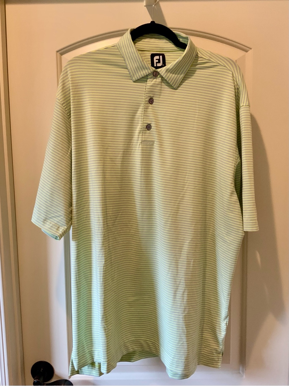 FootJoy Men's Pale Green Striped Performance Polo